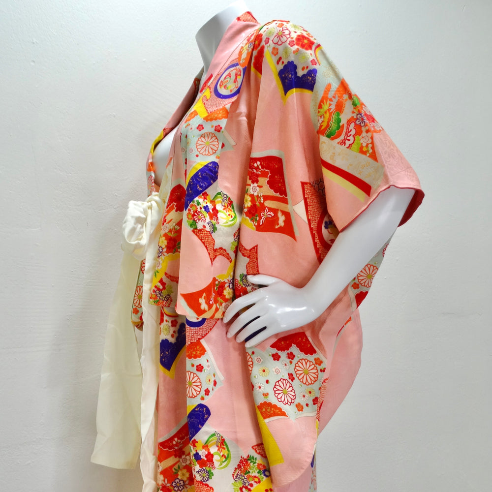 1970s Handmade Japanese Multicolor Silk Kimono