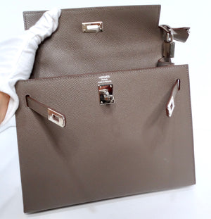 Hermes 2023 Kelly Gray Epsom Sellier 25 With Palladium Hardware