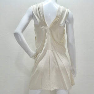 Prada Ivory Silk Pleated Knot Mini Dress