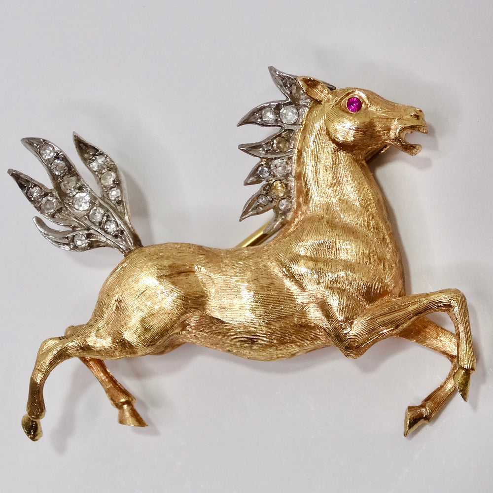 18K Gold Diamond Horse Pin