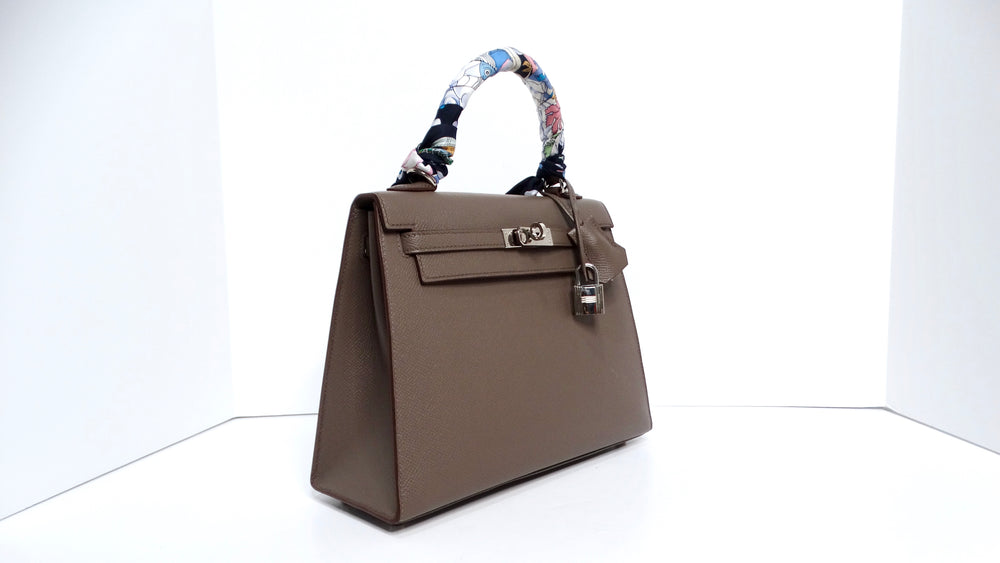 Hermes 2023 Kelly Gray Epsom Sellier 25 With Palladium Hardware