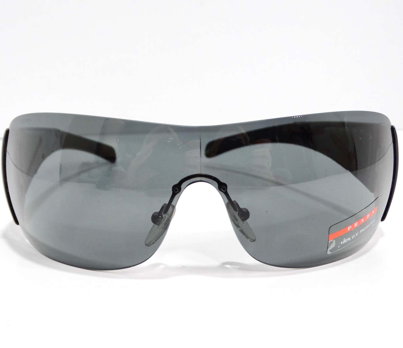 Prada 1990s Black Shield Style Sunglasses – Vintage by Misty