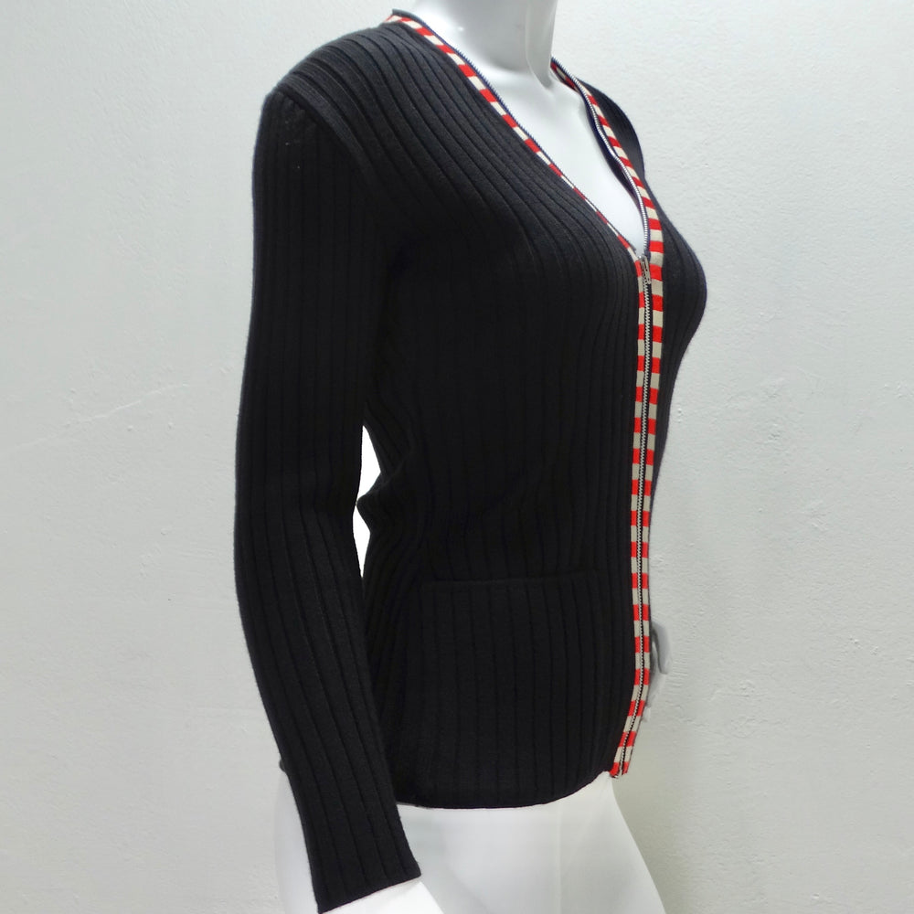 Jean Paul Gaultier Rib Knit Zip-Up Sweater