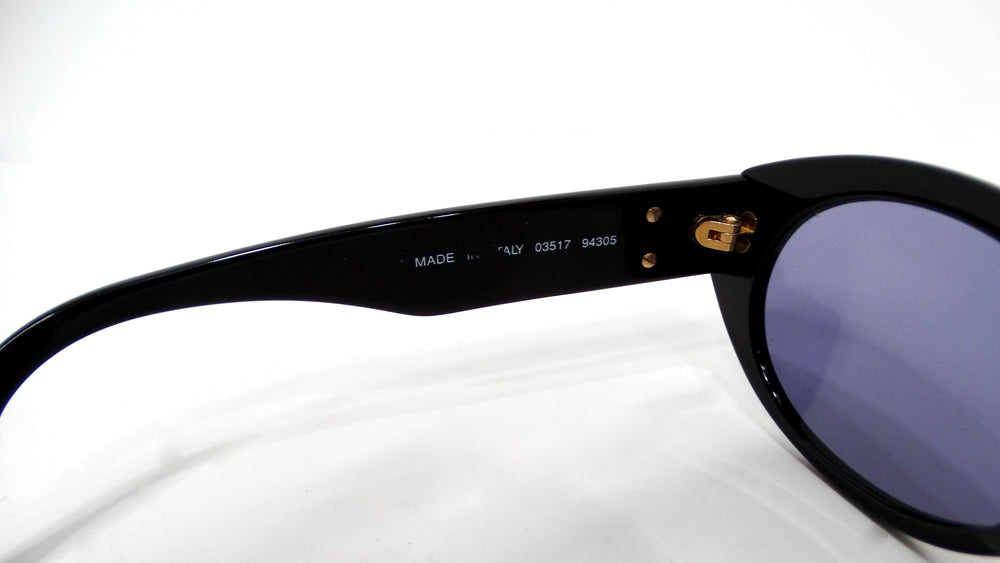 Chanel Interlocking CC Black Oval Frame Purple Tinted Sunglasses circa 1990s