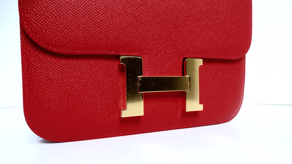 Hermes Constance Epsom Rouge Casque 24 With Gold Hardware