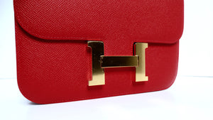 Hermes Constance Epsom Rouge Casque 24 With Gold Hardware