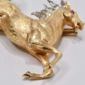 18K Gold Diamond Horse Pin