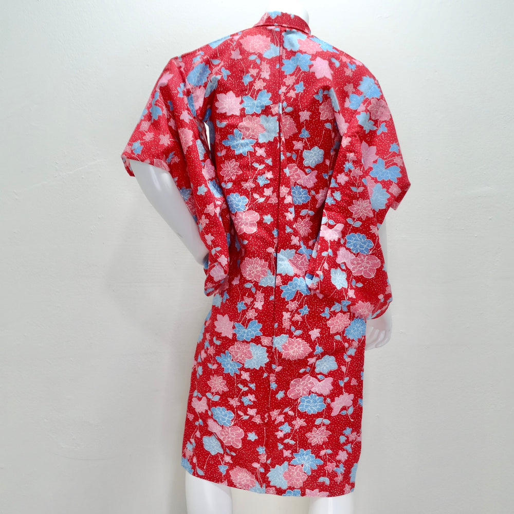 1970s Handmade Japanese Red Cotton Kimono