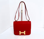 Hermes Constance Epsom Rouge Casque 24 With Gold Hardware