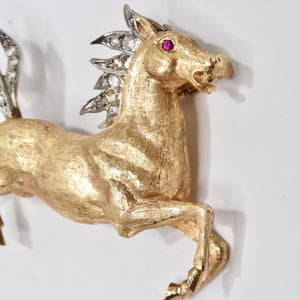 18K Gold Diamond Horse Pin