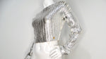 Balmain Silver Metallic Cropped Knit Sweater