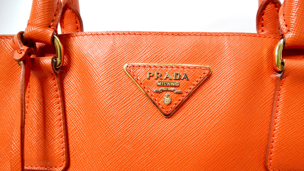 Prada Papaya Saffiano Leather Lux Galleria Tote Bag