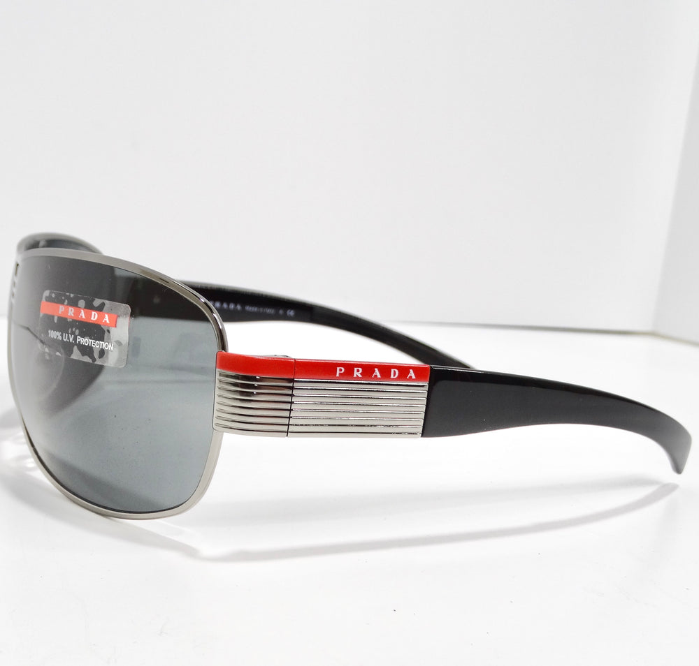 Prada 1990s Silver Tone Aviator Sunglasses