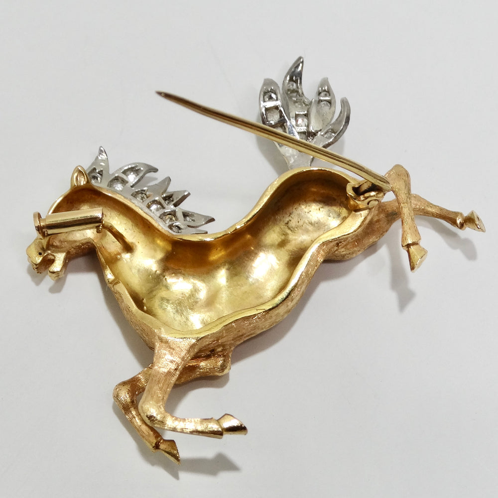 18K Gold Diamond Horse Pin