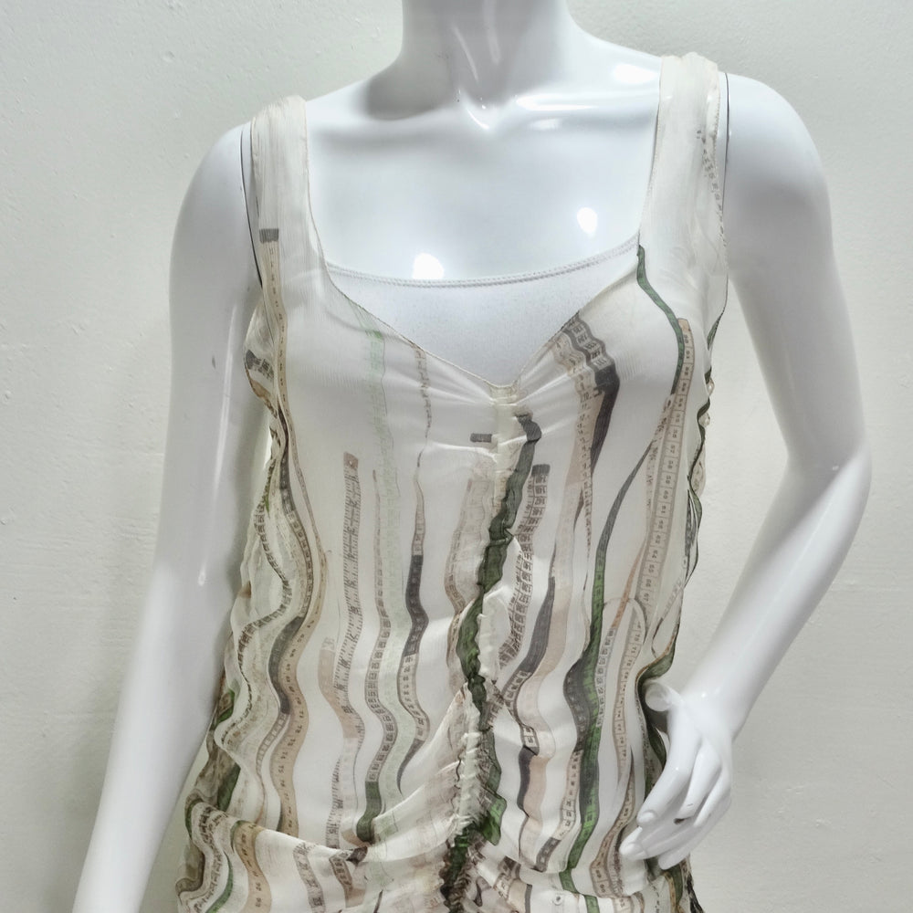 Vintage Jean Paul Gaultier Ruler Print Ruched Dress