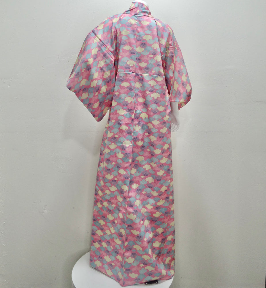 1970s Handmade Japanese Pink Cotton Long Kimono