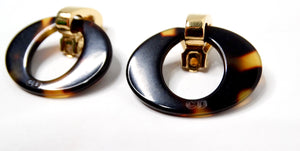 John Galliano for Christian Dior Tortoise Clip-On Hoop Earrings circa Y2K