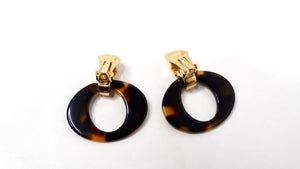 John Galliano for Christian Dior Tortoise Clip-On Hoop Earrings circa Y2K