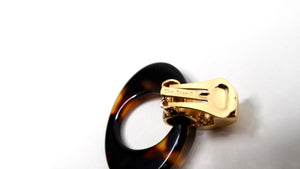 John Galliano for Christian Dior Tortoise Clip-On Hoop Earrings circa Y2K