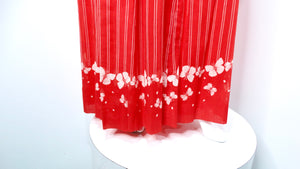 Hanae Mori 1970s Red & White Striped Maxi Dress With Butterfly Print