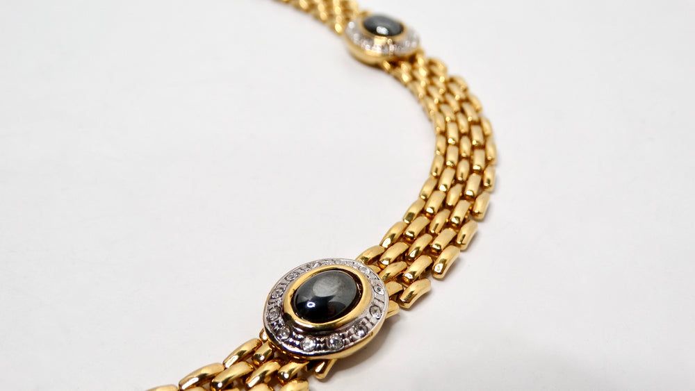 Bulgari Inspired 18k Gold Plated Link Necklace With Rhinestone Detailing