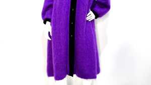 Saint Laurent 1980s Glamour Purple Puff Sleeve Coat With Black Collar