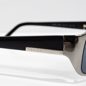 Prada 1990s Silver Tone Rectangular Frame Sunglasses