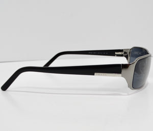 Prada 1990s Silver Tone Rectangular Frame Sunglasses