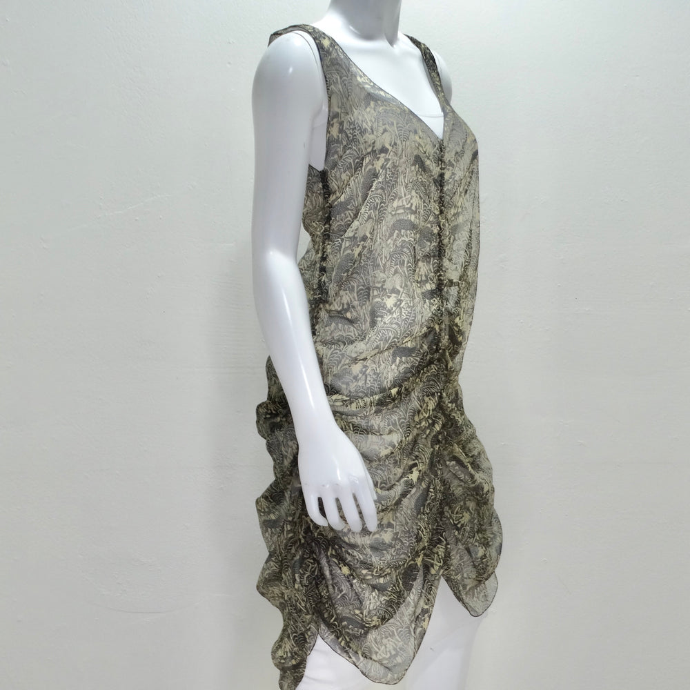 Vintage Jean Paul Gaultier Printed Ruched Slip Dress