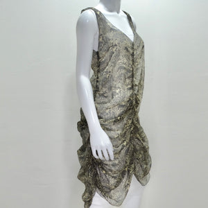 Vintage Jean Paul Gaultier Printed Ruched Slip Dress