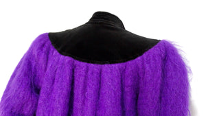 Saint Laurent 1980s Glamour Purple Puff Sleeve Coat With Black Collar