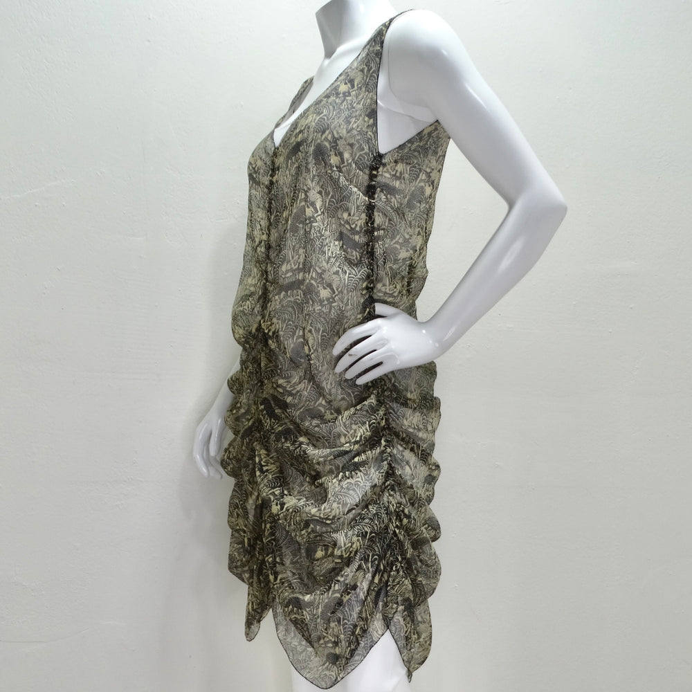 Vintage Jean Paul Gaultier Printed Ruched Slip Dress