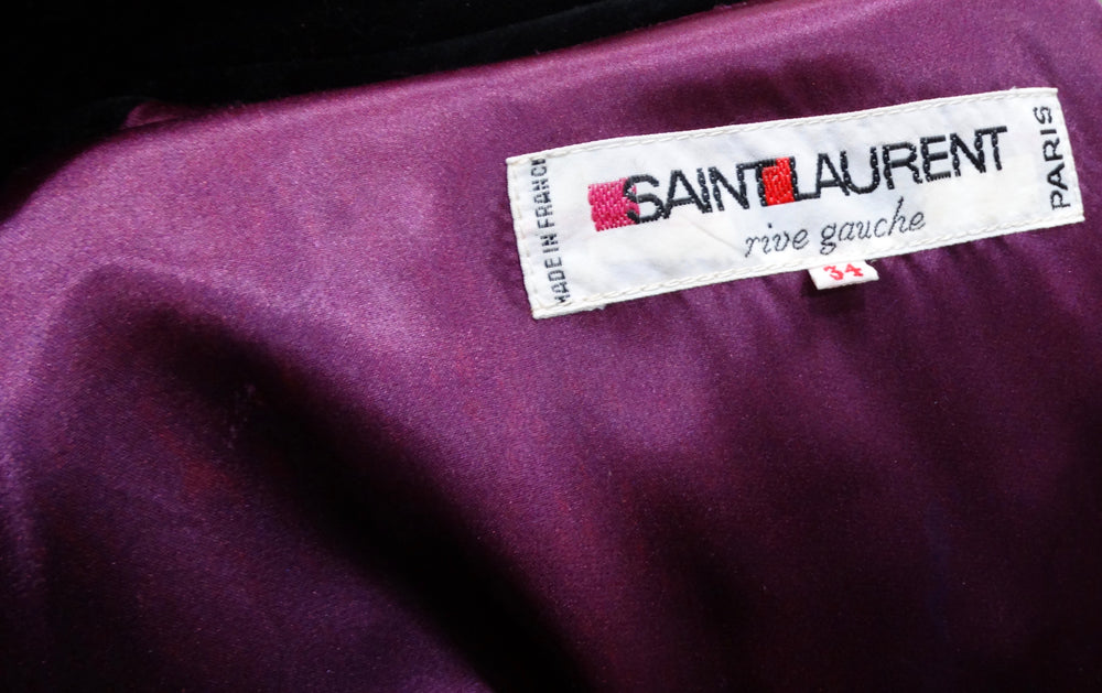 Saint Laurent 1980s Glamour Purple Puff Sleeve Coat With Black Collar