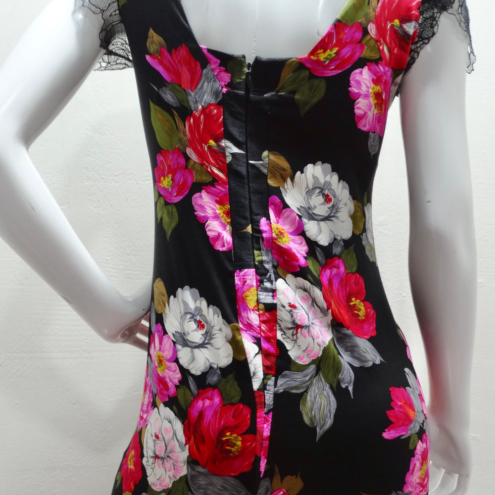 Dolce & Gabbana Silk Floral Lace Maxi Dress