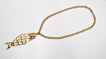 Vintage Gold-Tone Chain Link Sculptural Moving Fish Pendant Necklace