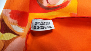 Louis Vuitton "Carre Au Fil Dua Temps" Orange Monogram Silk Print Scarf