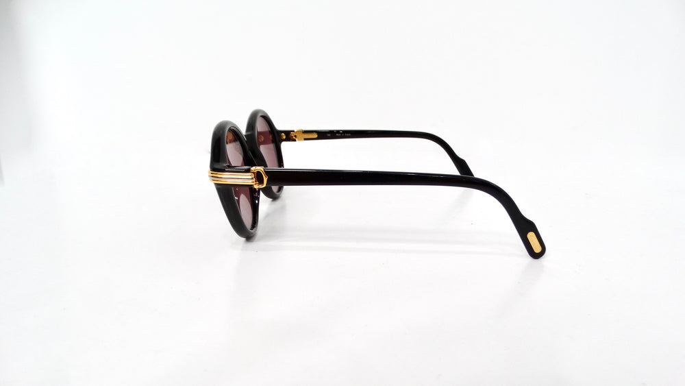 Cartier Black Cabriolet Round Sunglasses circa 1991