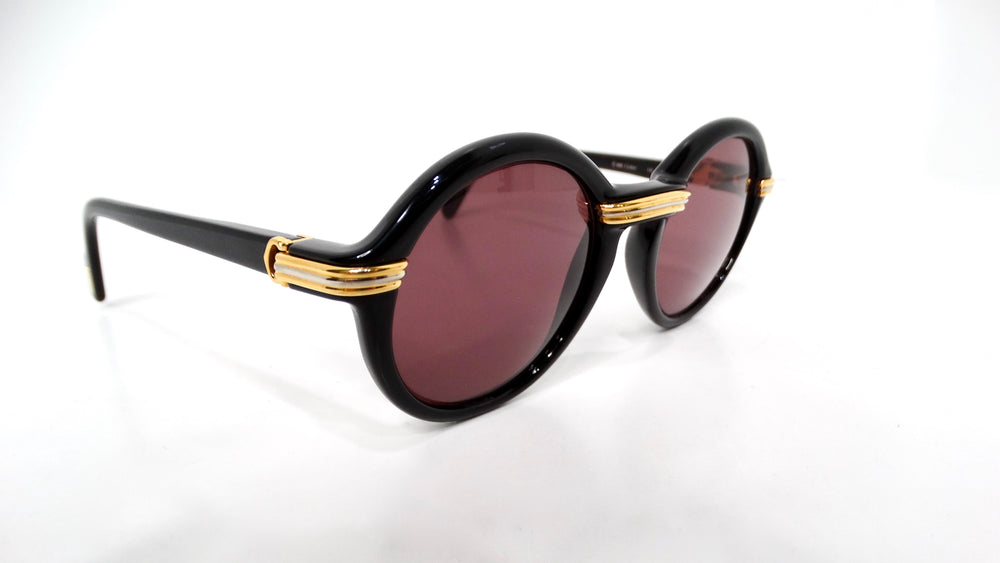 Cartier Black Cabriolet Round Sunglasses circa 1991