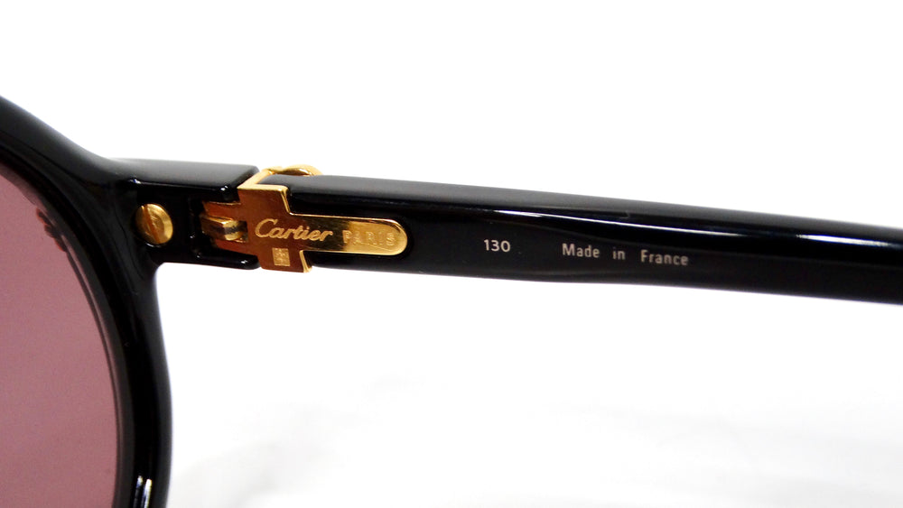 Cartier Black Cabriolet Round Sunglasses circa 1991