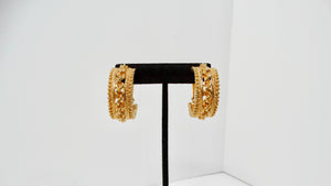 Chanel Inspired Gold-Tone Braided Chain Detailed Clip-On Hoop Earrings