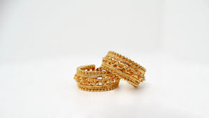 Chanel Inspired Gold-Tone Braided Chain Detailed Clip-On Hoop Earrings