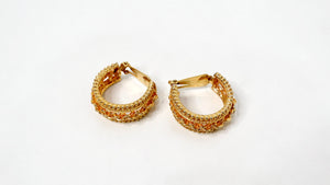 Chanel Inspired Gold-Tone Braided Chain Detailed Clip-On Hoop Earrings