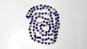 Chanel Long Blue Gripoix Glass Beaded Necklace circa 1970s