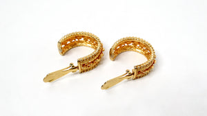 Chanel Inspired Gold-Tone Braided Chain Detailed Clip-On Hoop Earrings