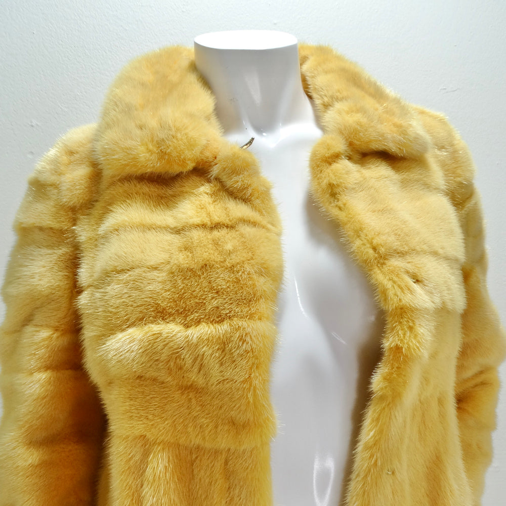 Philosophy Di Alberta Ferretti 1990s Mustard Yellow Mink Fur Coat