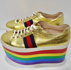 Gucci Peggy Rainbow Platform Sneakers