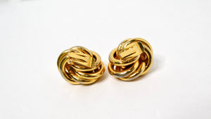 Tiffany Inspired 1980s Large Eternity Knot Gold-Tone Clip-On Earrings