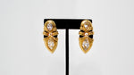 Angela Kramer Vintage 18k Gold Plated Rhinestone & Black Rope Clip-On Earrings