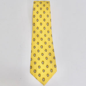 Hermes 1990s Yellow Owl Tie
