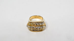 1980s Christian Dior Gold Plated 3-Row Cocktail Ring